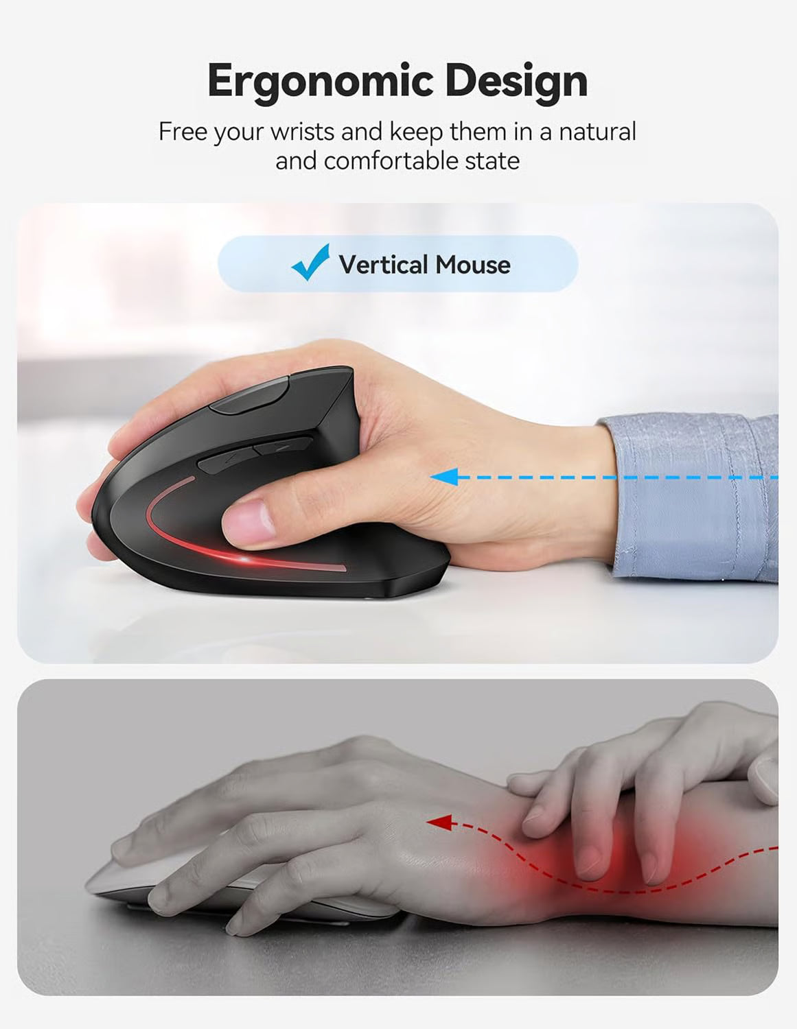 Rechargeable 2.4G Wireless Vertical Mouse